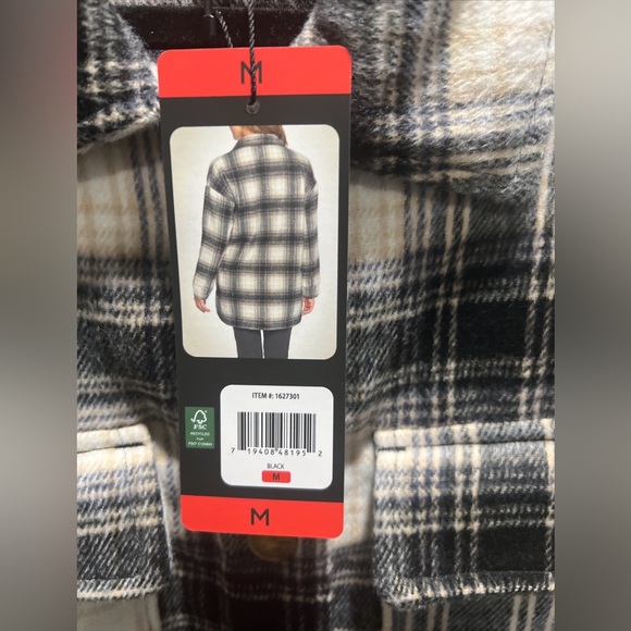 Banana Republic Ladies' Shirt Jacket - BLACK PLAID SIZE M - Picture 3 of 6